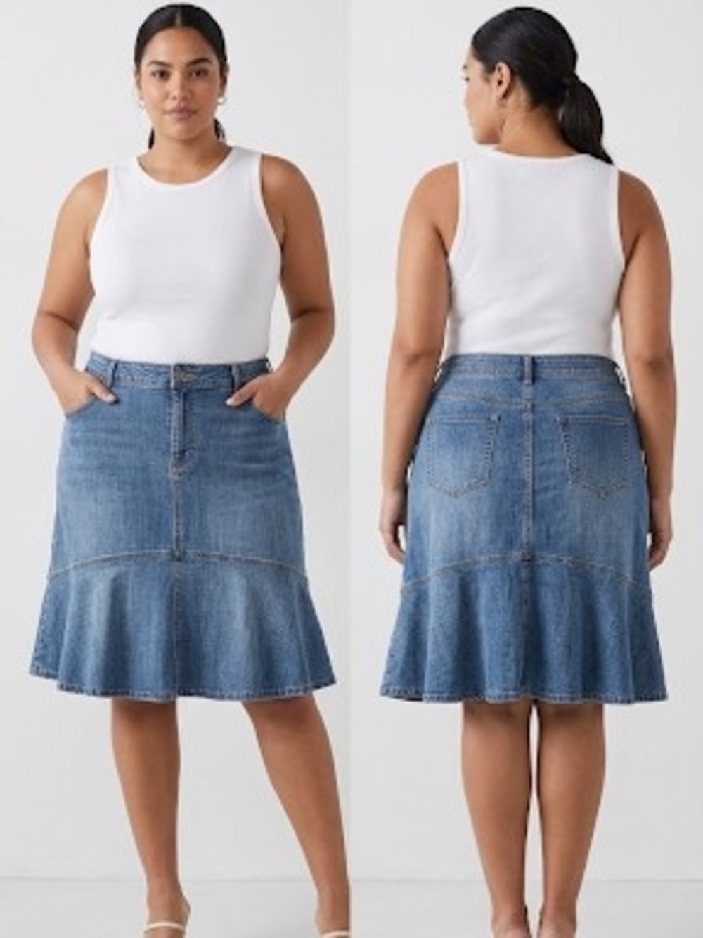 Denim A-Line Skirt in Classic Blue